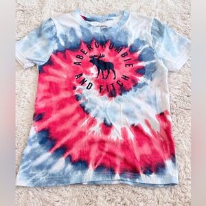 Abercrombie Kids Red and Blue Tie-Dye Tee